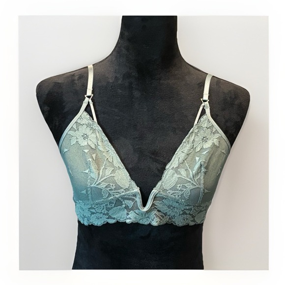 aerie Other - Aerie Wildflower Lace Triangle Bralette Sz S Dainty Feminine Girlcore Sage Green